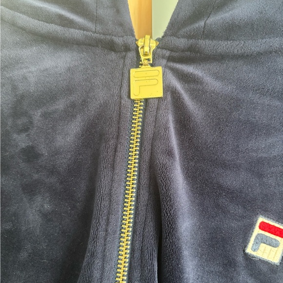 FILA Navy Velour Quarter-Zip Sweatshirt with Logo - Picture 3 of 4